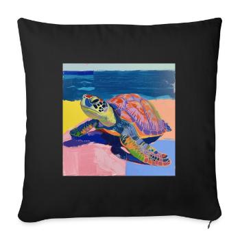 turtle, colorful, animal, gift, gift idea - Sofa pillowcase 17,3'' x 17,3'' (45 x 45 cm) - black - Front