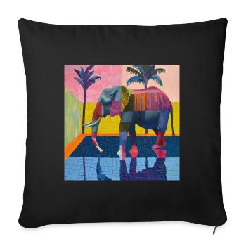 elephant, colorful, animal, gift, gift idea - Sofa pillowcase 17,3'' x 17,3'' (45 x 45 cm) - black - Front