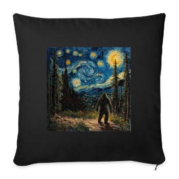 Bigfoot, Big Foot, Van Gogh, Starry Night - Sofa pillowcase 17,3'' x 17,3'' (45 x 45 cm) - black - Front