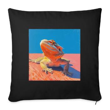 bearded dragon, lizard, colorful, animal, gift - Sofa pillowcase 17,3'' x 17,3'' (45 x 45 cm) - black - Front