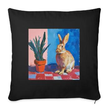 lapin, lapin, coloré, animal, cadeau - Housse de coussin décorative 45 x 45 cm - noir - Devant