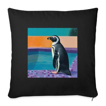 penguin, colorful, animal, gift, gift idea - Sofa pillowcase 17,3'' x 17,3'' (45 x 45 cm) - black - Front