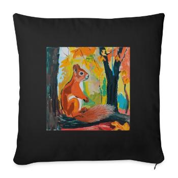 squirrel, colorful, animal, gift, gift idea - Sofa pillowcase 17,3'' x 17,3'' (45 x 45 cm) - black - Front