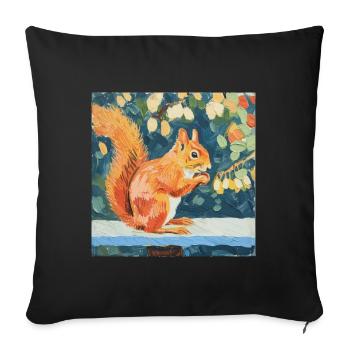 squirrel, colorful, animal, gift, gift idea - Sofa pillowcase 17,3'' x 17,3'' (45 x 45 cm) - black - Front