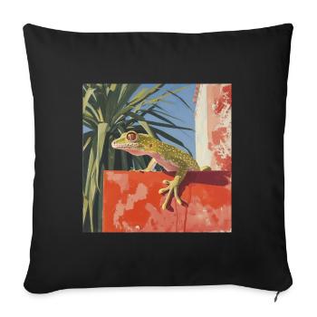 gecko, echse, bunt, tier, geschenk, geschenkidee - Sofakissenbezug 45 x 45 cm - Schwarz - Vorne