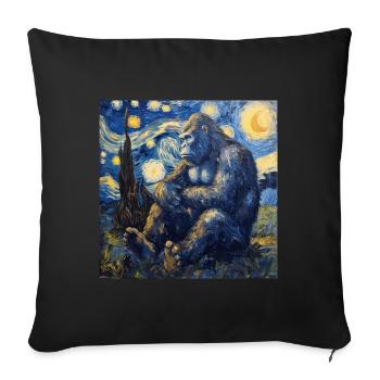 Bigfoot, Big Foot, Van Gogh, Nuit étoilée - Housse de coussin décorative 45 x 45 cm - noir - Devant