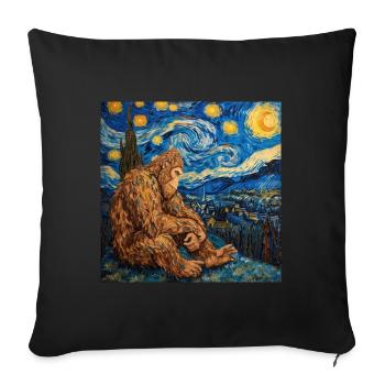 bigfoot, big foot, van gogh, sternenacht - Sofakissenbezug 45 x 45 cm - Schwarz - Vorne