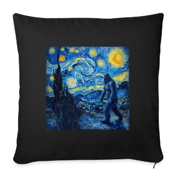 Bigfoot, Big Foot, Van Gogh, Nuit étoilée - Housse de coussin décorative 45 x 45 cm - noir - Devant