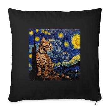 Ozelot, luchs, van gogh, sternennacht - Sofakissenbezug 45 x 45 cm - Schwarz - Vorne