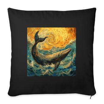 Whale Fish Van Gogh - Sofa pillowcase 17,3'' x 17,3'' (45 x 45 cm) - black - Front