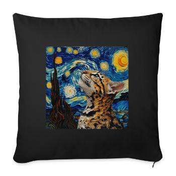 Ozelot, luchs, van gogh, sternennacht - Sofakissenbezug 45 x 45 cm - Schwarz - Vorne