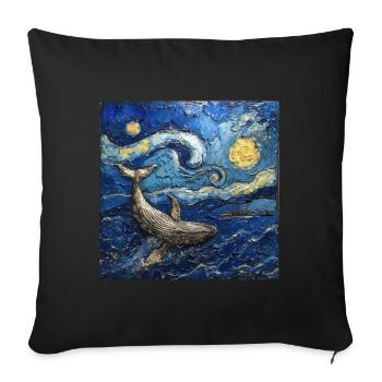 Whale Fish Van Gogh - Sofa pillowcase 17,3'' x 17,3'' (45 x 45 cm) - black - Front