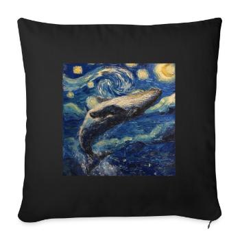 Poisson-baleine Van Gogh - Housse de coussin décorative 45 x 45 cm - noir - Devant