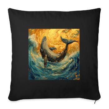 Whale Fish Van Gogh - Sofa pillowcase 17,3'' x 17,3'' (45 x 45 cm) - black - Front