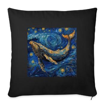 Whale Fish Van Gogh - Sofa pillowcase 17,3'' x 17,3'' (45 x 45 cm) - black - Front