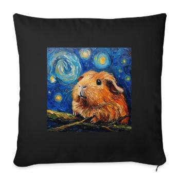 Guinea Pig, Animal, Van Gogh, Starry Night - Sofa pillowcase 17,3'' x 17,3'' (45 x 45 cm) - black - Front