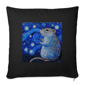 Agouti, Mouse, Rat, Van Gogh, Starry Night - Sofa pillowcase 17,3'' x 17,3'' (45 x 45 cm) - black - Front