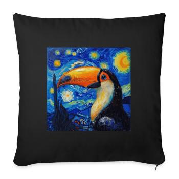Toucan, Bird, Van Gogh, Starry Night - Sofa pillowcase 17,3'' x 17,3'' (45 x 45 cm) - black - Front