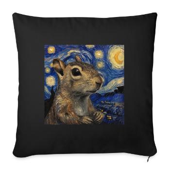 Agouti, Mouse, Rat, Van Gogh, Starry Night - Sofa pillowcase 17,3'' x 17,3'' (45 x 45 cm) - black - Front
