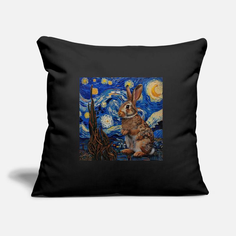 Hare, Rabbit, Van Gogh, Starry Night Sofa pillowcase 17,3'' x 17,3'' (45 x 45 cm)