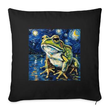 Frog, Animal, Van Gogh, Starry Night - Sofa pillowcase 17,3'' x 17,3'' (45 x 45 cm) - black - Front