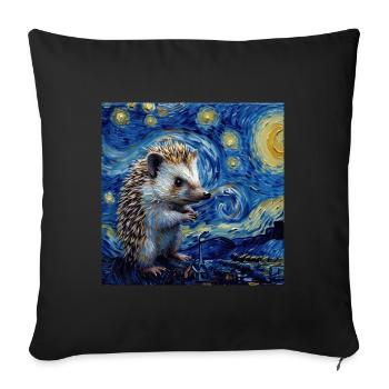 igel, tier, van gogh, sternenacht - Sofakissenbezug 45 x 45 cm - Schwarz - Vorne