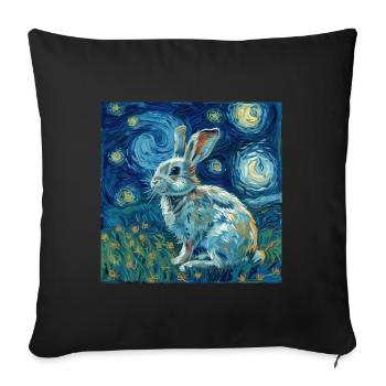 Hare, Rabbit, Animal, Van Gogh, Starry Night - Sofa pillowcase 17,3'' x 17,3'' (45 x 45 cm) - black - Front