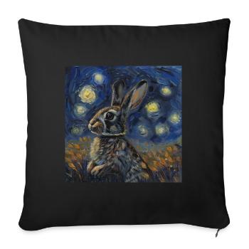 Hare, Rabbit, Animal, Van Gogh, Starry Night - Sofa pillowcase 17,3'' x 17,3'' (45 x 45 cm) - black - Front