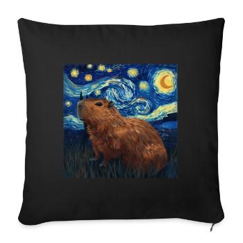 Capybara, Animal, Van Gogh, Starry Night - Sofa pillowcase 17,3'' x 17,3'' (45 x 45 cm) - black - Front