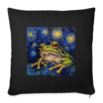 Frog, Animal, Van Gogh, Starry Night - Sofa pillowcase 17,3'' x 17,3'' (45 x 45 cm) - black - Front