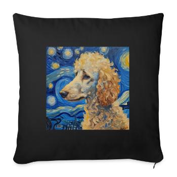 Caniche, Chien, Van Gogh, Nuit Étoilée - Housse de coussin décorative 45 x 45 cm - noir - Devant