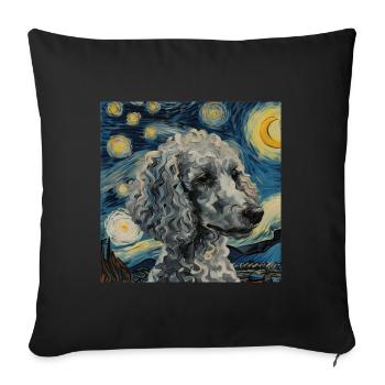 Caniche, Chien, Van Gogh, Nuit Étoilée - Housse de coussin décorative 45 x 45 cm - noir - Devant
