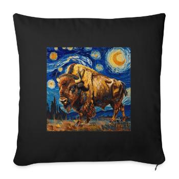 Bison, Buffalo, Animal, Van Gogh, Starry Night - Sofa pillowcase 17,3'' x 17,3'' (45 x 45 cm) - black - Front