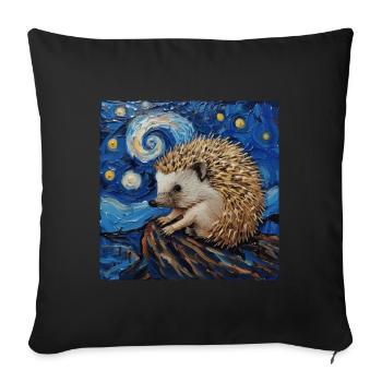 igel, tier, van gogh, sternennacht - Sofakissenbezug 45 x 45 cm - Schwarz - Vorne