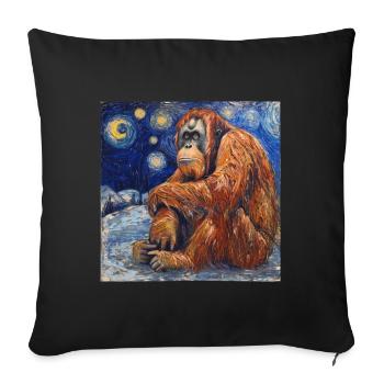 Orangutan, Monkey, Animal, Van Gogh, Starry Night - Sofa pillowcase 17,3'' x 17,3'' (45 x 45 cm) - black - Front