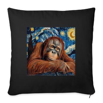 Orangutan, Monkey, Van Gogh, Starry Night, Gift - Sofa pillowcase 17,3'' x 17,3'' (45 x 45 cm) - black - Front