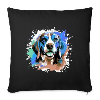 Beagle Chien Tête Portrait Coloré - Housse de coussin décorative 45 x 45 cm - noir - Devant