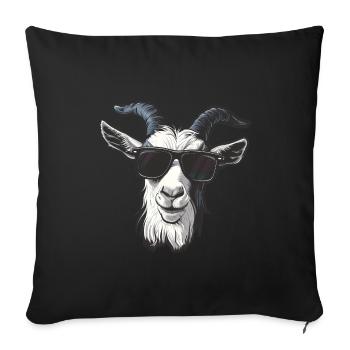 Ziege Goat Sonnenbrille - Sofakissenbezug 45 x 45 cm - Schwarz - Vorne