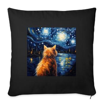 Cat, Cat Motif - Sofa pillowcase 17,3'' x 17,3'' (45 x 45 cm) - black - Front