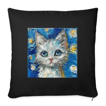Cat, Cat Motif - Sofa pillowcase 17,3'' x 17,3'' (45 x 45 cm) - black - Front