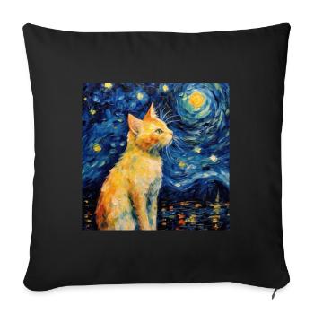Cat, Cat Motif - Sofa pillowcase 17,3'' x 17,3'' (45 x 45 cm) - black - Front
