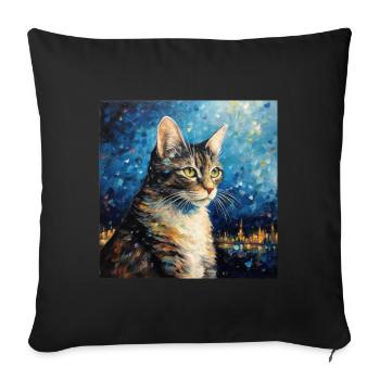 Cat, Cat Motif - Sofa pillowcase 17,3'' x 17,3'' (45 x 45 cm) - black - Front