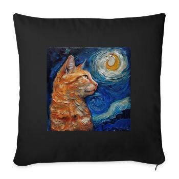 Cat, Cat Motif - Sofa pillowcase 17,3'' x 17,3'' (45 x 45 cm) - black - Front