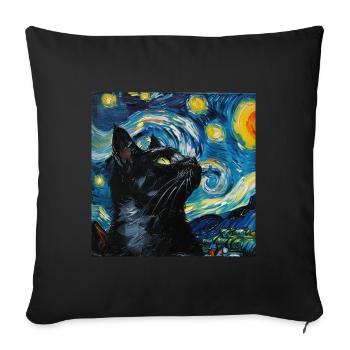 Cat, Cat Motif - Sofa pillowcase 17,3'' x 17,3'' (45 x 45 cm) - black - Front