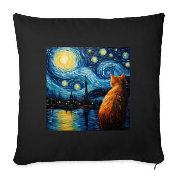 Cat, Cat Motif - Sofa pillowcase 17,3'' x 17,3'' (45 x 45 cm) - black - Front