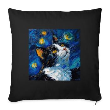 Cat, Cat Motif - Sofa pillowcase 17,3'' x 17,3'' (45 x 45 cm) - black - Front