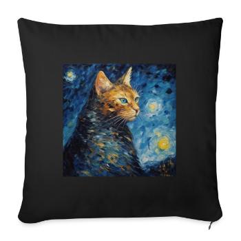 Cat, Cat Motif - Sofa pillowcase 17,3'' x 17,3'' (45 x 45 cm) - black - Front