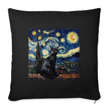 Cat, Cat Motif - Sofa pillowcase 17,3'' x 17,3'' (45 x 45 cm) - black - Front