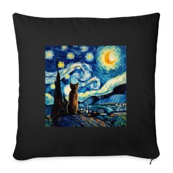 Cat, Cat Motif - Sofa pillowcase 17,3'' x 17,3'' (45 x 45 cm) - black - Front