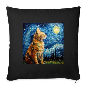 Cat, Cat Motif - Sofa pillowcase 17,3'' x 17,3'' (45 x 45 cm) - black - Front